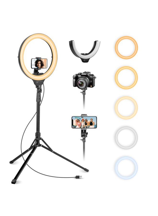 Aureday 14'' Selfie Ring Light with 62'' Tripod Stand and Phone Holder, Dimmable LED Phone Ringlight for Makeup/Video Recording/Photography, Circle Lighting for All Cell Phones&Lightweight Cameras - Image 1